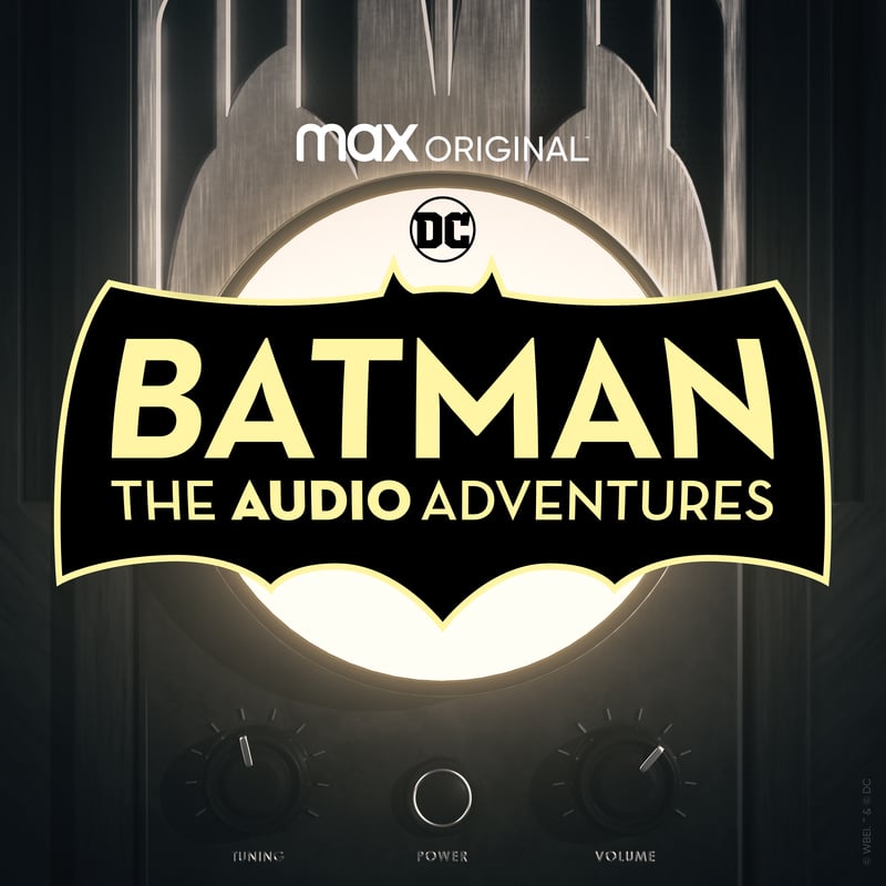 Batman: The Audio Adventures art. Rendered in an old-school style on a sepia-toned radio.