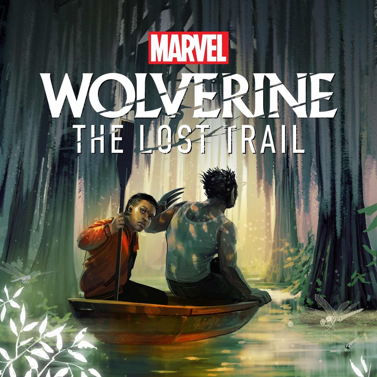 Wolverine: The Lost Trail art, Wolverine and another mutant in a boat within a swamp.