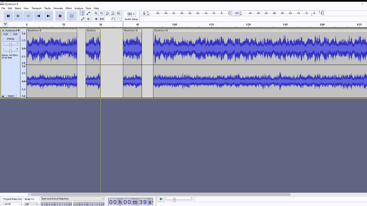 A gif of clips changing the length in Audacity.